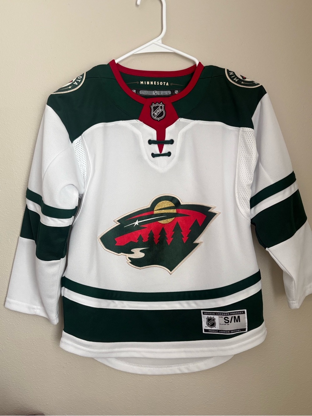 NHL Minnesota Wild White, Green & Red Hockey Jersey